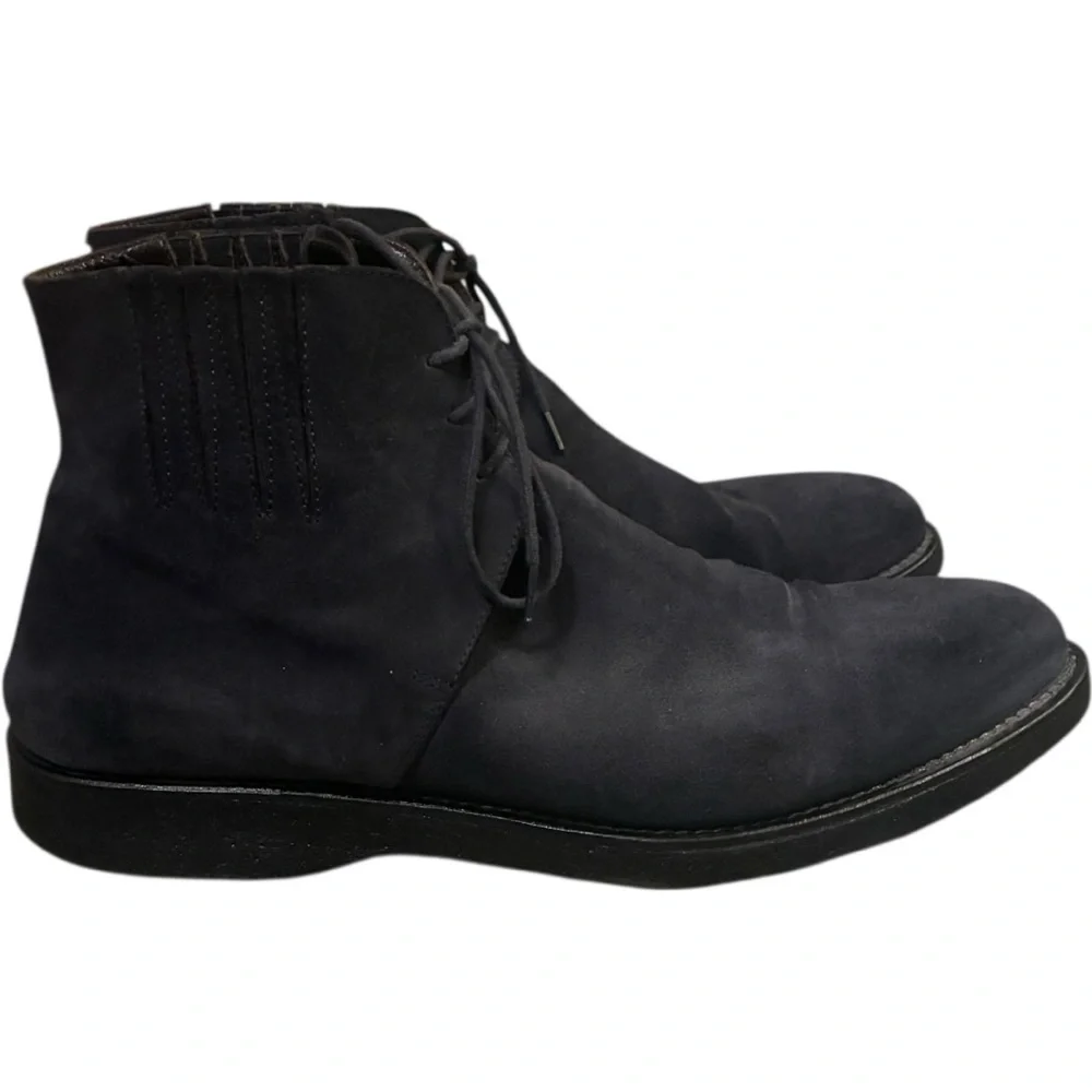 Cesare Paciotti Navy Blue Suede Lace-Up Chelsea Ankle Boots Size EU 40 US 7